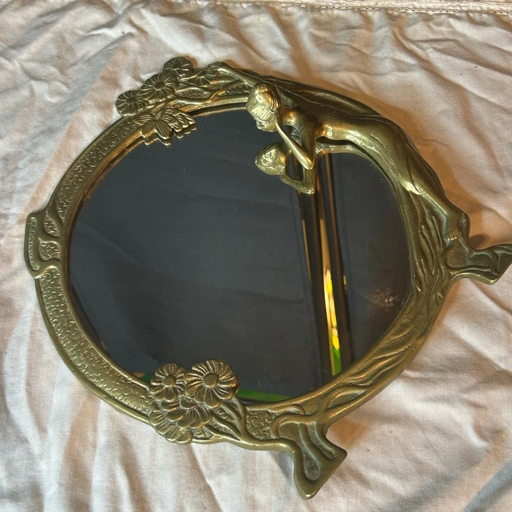 Elegant Gold Art Nouveau Wall Mirror